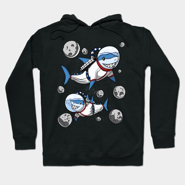 Shark Space Astronaut Hoodie by underheaven